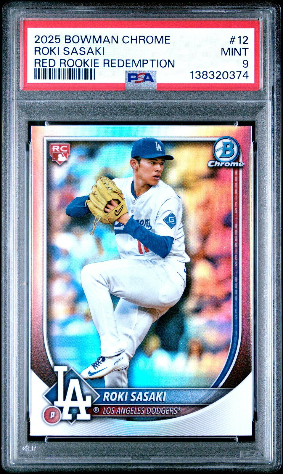 MLB 2025 BOWMAN CHROME 佐々木 朗希 RED RC REDEMPTION #12 PSA9 鑑定済
