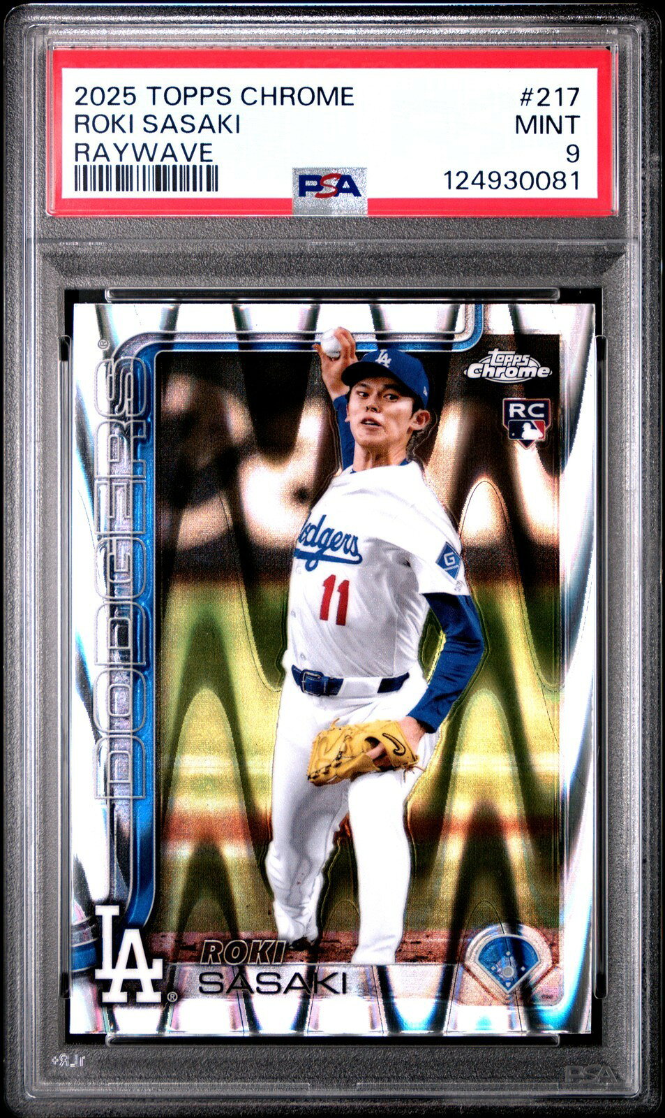 MLB 2025 TOPPS CHROME 佐々木朗希 RAYWAVE #217 PSA 9 鑑定済