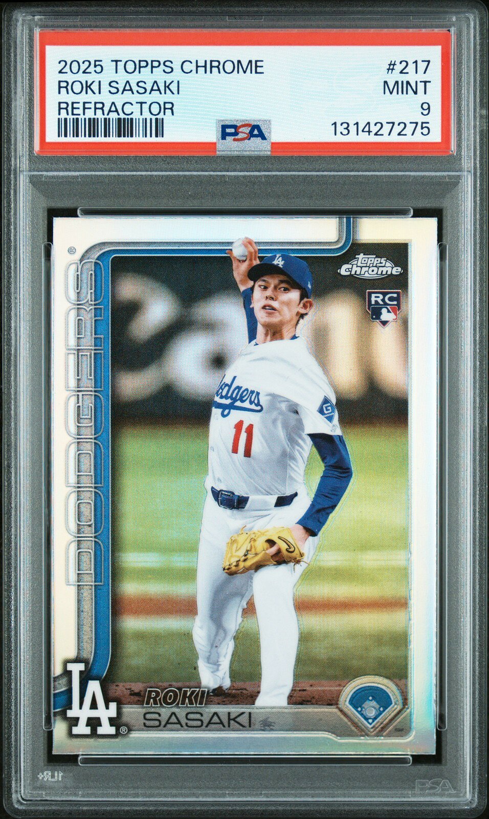 MLB 2025 TOPPS CHROME 佐々木朗希 REFRACTOR #217 PSA9 鑑定済