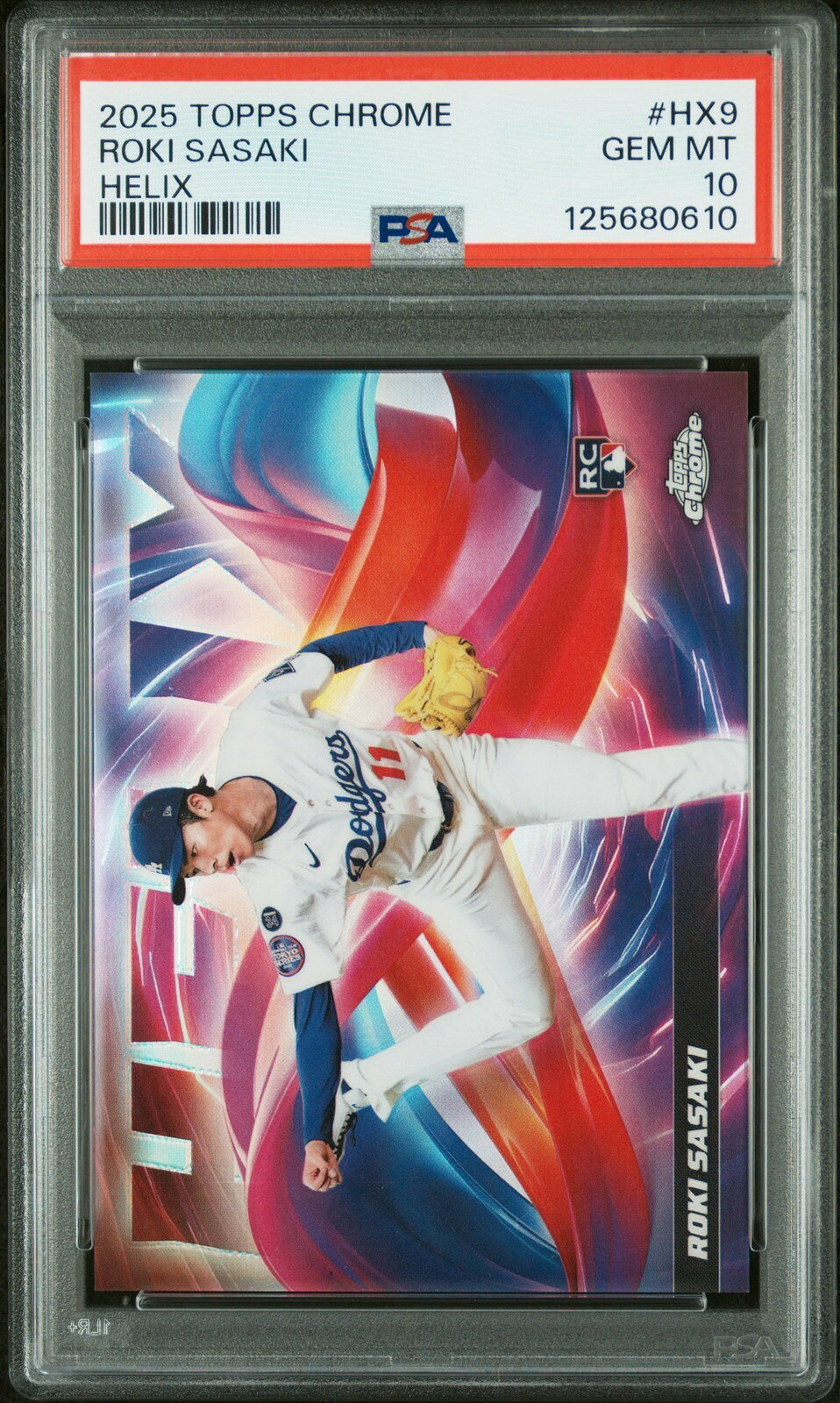 PRODUCT DETAILS MLB 2025 Topps Chrome Helix 佐々木朗希 #HX9 PSA10 鑑定済【中古】【商品情報】・鑑定機関：PSA・グレード：10・選手：佐々木朗希 選手・年式・シリーズ：2025 Topps Chrome Helix・カード番号：#HX9・種別：-【コンディション】・第三者鑑定機関PSAにより鑑定・スラブ封入された現品です。・状態はPSAのグレード表記に準じます。・スラブは未開封のまま発送します。・鑑定番号はPSA公式サイトで照合可能です。【ご注意】・本商品は海外直輸入中古品です。・海外倉庫からのお取り寄せのため、発送までに数日〜2〜3週間程度かかる場合があります。・1点限りの商品です。ご注文後に万一入手できない場合はキャンセル・返金とさせていただきます。・鑑定済みスラブ品のため、返品・返金保証の対象外（現状品）となります。 ■ 商品について 海外輸入品（説明書は英語表記の場合あり） ■ ご注意 ・掲載画像は実物に近い色味になるよう調整しておりますが、ご利用の環境により差異が生じる場合があります。・複数店舗で在庫を共有しているため、ご注文後に在庫切れとなる場合がございます。 ■ 納期について お届けの目安を必ずご確認ください。 海外正規ルート仕入れ品 海外ブランド ▼ 海外正規ブランド店 正規代理店 ▼ 当 店 ※本商品は並行輸入品です 製造元は正規品と同一のブランド・メーカーです。当店では海外正規ルートより仕入れた商品を取り扱っております。流通ルートが異なるのみで、商品自体に違いはございません。 ── 当店の商品について ── 正規品のみ取り扱い 海外正規店・正規代理店から商品を直接仕入れ、国内に輸入して販売しております。 日本未入荷・海外限定モデルも多数 日本未入荷・海外限定モデルも多数取り扱っております。サイズ・カラー違いや海外限定で販売された製品など、日本では手に入りにくいアイテムをお届けいたします。 お求めやすい価格の理由 海外市場での価格差や流通ルートの違いにより、国内販売価格よりお求めやすくなっております。品質はそのままに、よりお手頃な価格でお届けいたします。 安心保証 ご使用前に万が一、製品に不具合がございました場合は、交換または商品代金のご返金にて対応させていただきます。商品到着後5日以内にご連絡ください。 ご注意 海外からの輸入品となります。海外輸送のため、外箱に軽微なスレ等がある場合がございますが、商品本体には影響ございません。 ※在庫状況は仕入先の在庫情報をもとに出来る限り正確に表示しておりますが、取寄せ商品のため、タイミングによりご注文後に欠品・キャンセルとなる場合がございます。 お探しの商品がございましたら、お気軽にご相談ください。
