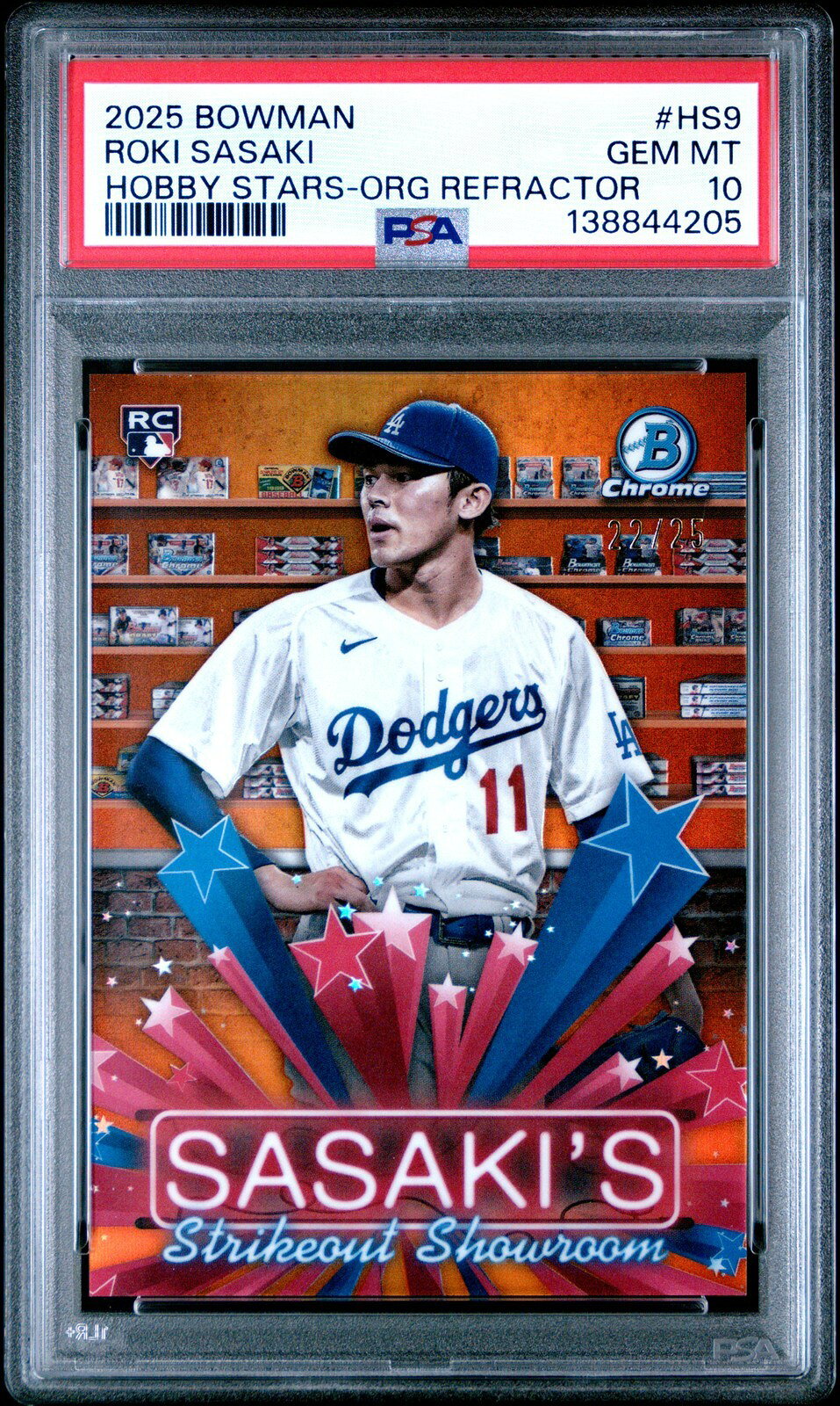 MLB 2025 BOWMAN HOBBY STARS 佐々木朗希 ORANGE REFRACTOR #HS9 22/25 PSA 10 鑑定済