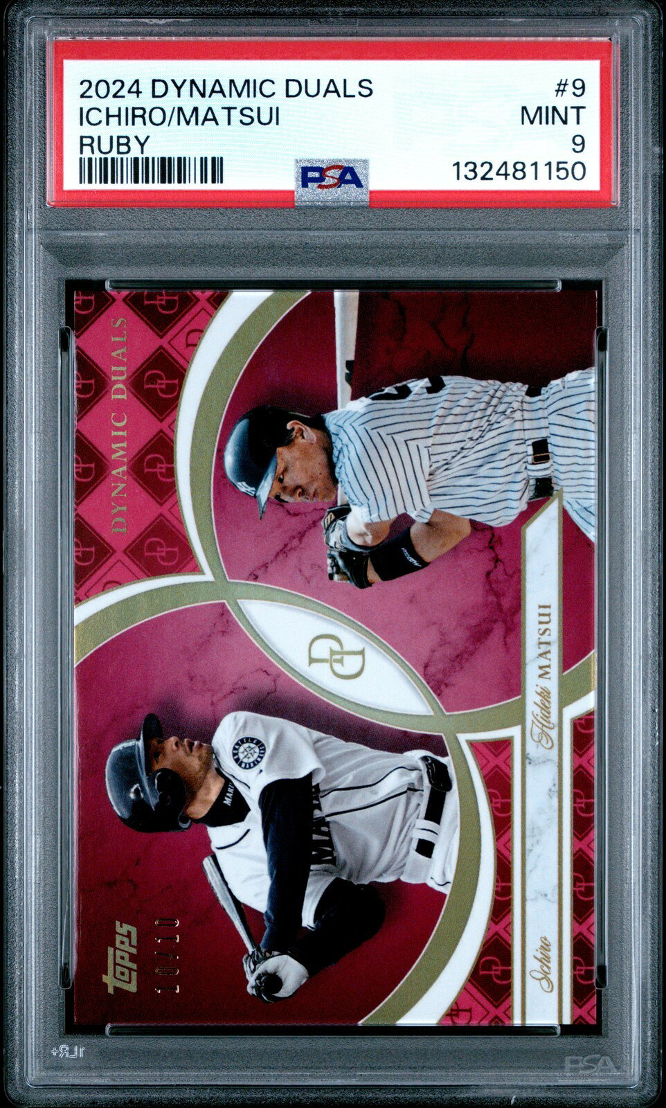 MLB 2024 Topps Dynamic Duals Ruby 松井秀喜 イチロー #9 10/10 PSA 9 鑑定済【中古】
