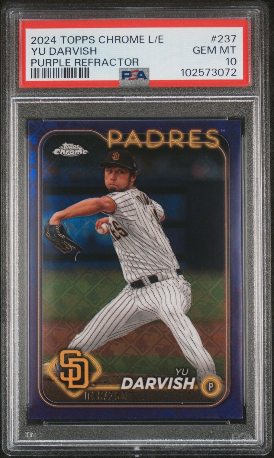 MLB 2024 TOPPS CHROME LOGOFRACTOR ダルビッシュ有 PURPLE REFRACTOR #237 /250 PSA 10 鑑定済