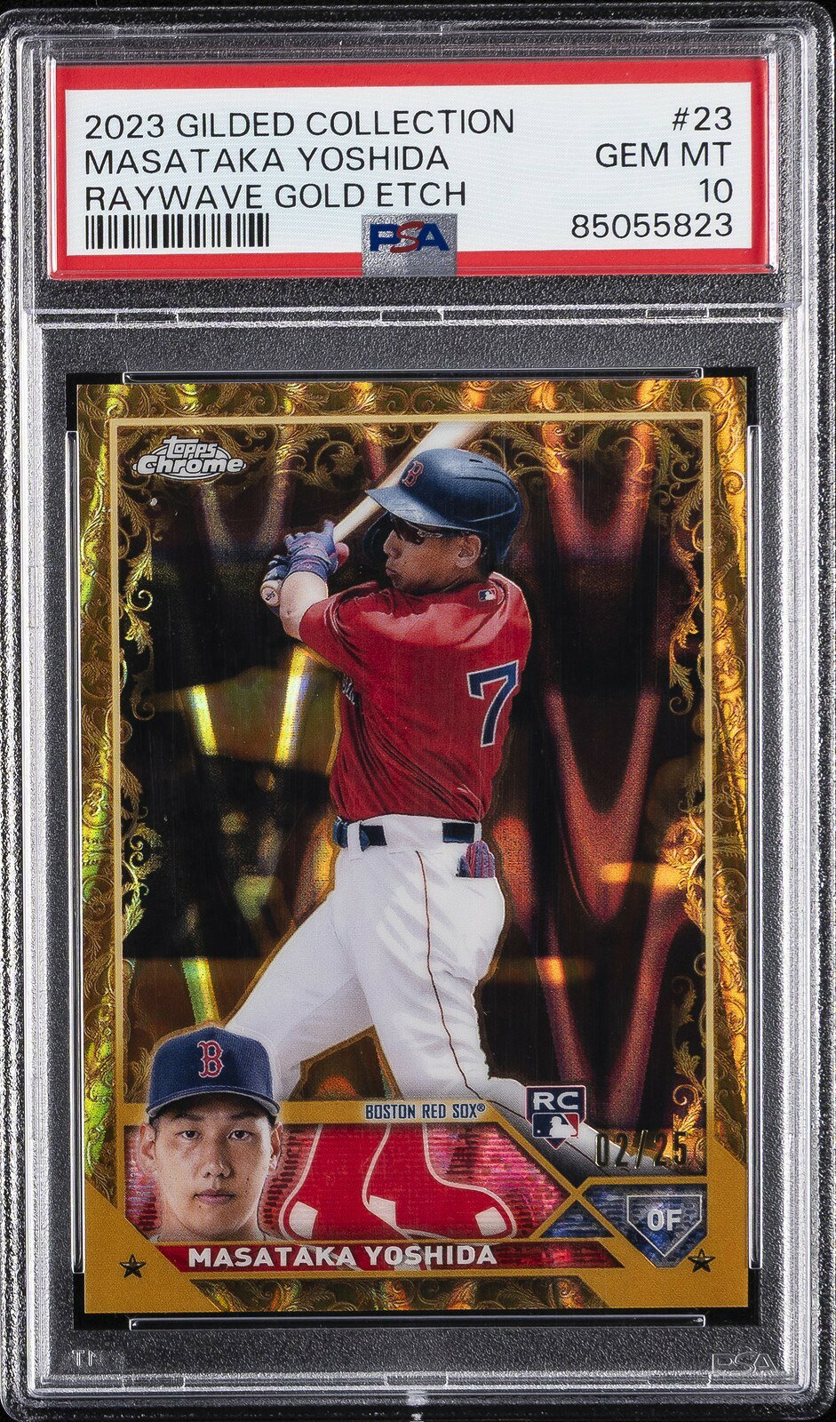 MLB 2023 Topps Gilded Collection 吉田正尚 Raywave Gold Etch Rookie RC 2/25 PSA 10 鑑定済