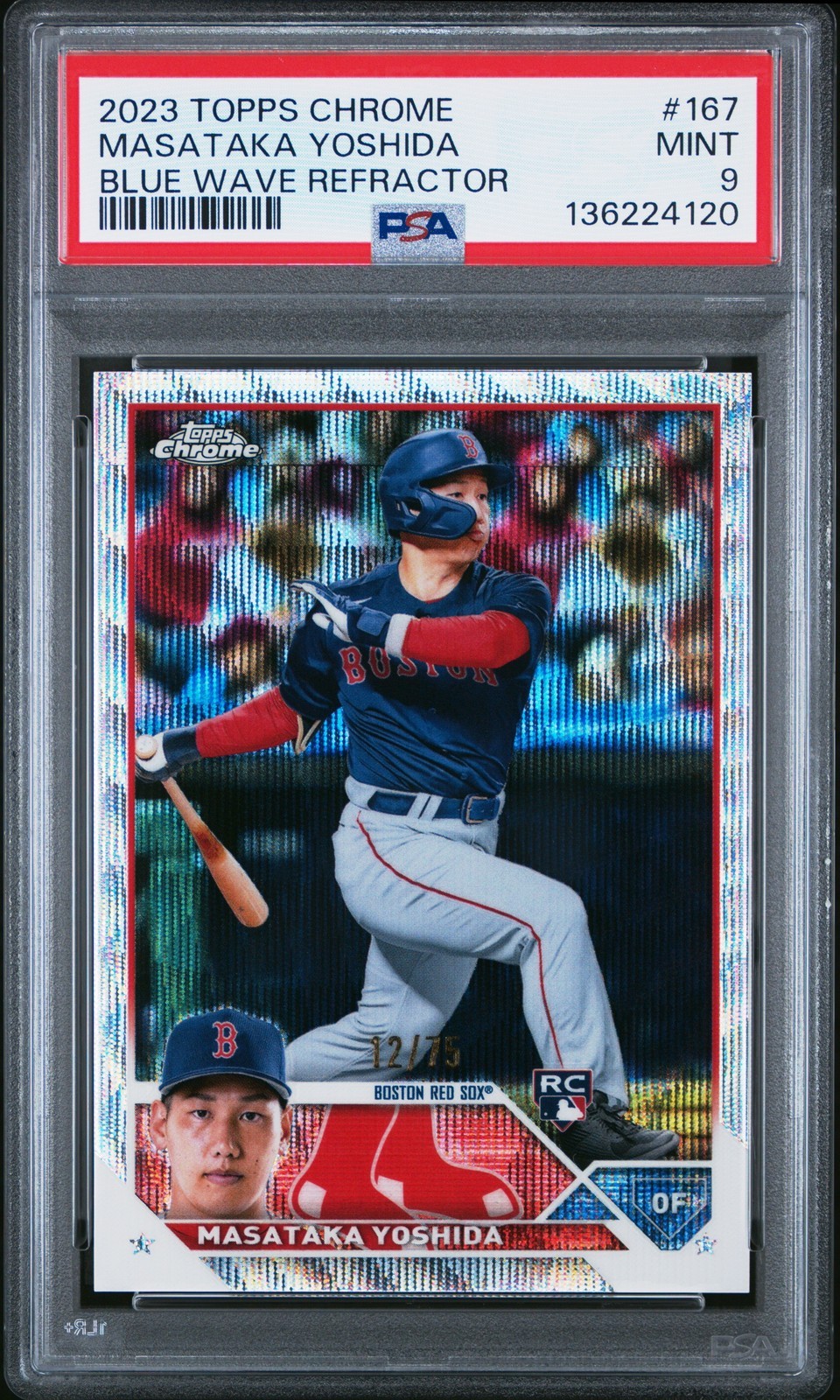 MLB 2023 Topps Chrome 吉田正尚 Blue Wave Refractor Rookie RC 12/75 PSA 9 鑑定済