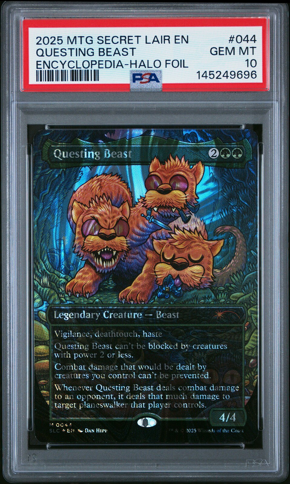 PRODUCT DETAILS 【商品情報】・鑑定機関:PSA・グレード:10・カード名（キャラクター）:Questing Beast (クエスト・ビースト)・年式・シリーズ（セット名）:2025 Secret Lair Countdown Kit・カード番号:#044・種別:Secret Lair・シリアル:なし【コンディション】・第三者鑑定機関PSAにより鑑定・スラブ封入された現品です。・状態はPSAのグレード表記に準じます。・スラブは未開封のまま発送します。・鑑定番号はPSA公式サイトで照合可能です。【ご注意】・本商品は海外直輸入中古品です。・海外倉庫からのお取り寄せのため、発送までに数日〜2〜3週間程度かかる場合があります。・1点限りの商品です。ご注文後に万一入手できない場合はキャンセル・返金とさせていただきます。・鑑定済みスラブ品のため、返品・返金保証の対象外（現状品）となります。 ■ 商品について 海外輸入品（説明書は英語表記の場合あり） ■ ご注意 ・掲載画像は実物に近い色味になるよう調整しておりますが、ご利用の環境により差異が生じる場合があります。・複数店舗で在庫を共有しているため、ご注文後に在庫切れとなる場合がございます。 ■ 納期について お届けの目安を必ずご確認ください。 海外正規ルート仕入れ品 海外ブランド ▼ 海外正規ブランド店 正規代理店 ▼ 当 店 ※本商品は並行輸入品です 製造元は正規品と同一のブランド・メーカーです。当店では海外正規ルートより仕入れた商品を取り扱っております。流通ルートが異なるのみで、商品自体に違いはございません。 ── 当店の商品について ── 正規品のみ取り扱い 海外正規店・正規代理店から商品を直接仕入れ、国内に輸入して販売しております。 日本未入荷・海外限定モデルも多数 日本未入荷・海外限定モデルも多数取り扱っております。サイズ・カラー違いや海外限定で販売された製品など、日本では手に入りにくいアイテムをお届けいたします。 お求めやすい価格の理由 海外市場での価格差や流通ルートの違いにより、国内販売価格よりお求めやすくなっております。品質はそのままに、よりお手頃な価格でお届けいたします。 安心保証 ご使用前に万が一、製品に不具合がございました場合は、交換または商品代金のご返金にて対応させていただきます。商品到着後5日以内にご連絡ください。 ご注意 海外からの輸入品となります。海外輸送のため、外箱に軽微なスレ等がある場合がございますが、商品本体には影響ございません。 ※在庫状況は仕入先の在庫情報をもとに出来る限り正確に表示しておりますが、取寄せ商品のため、タイミングによりご注文後に欠品・キャンセルとなる場合がございます。 お探しの商品がございましたら、お気軽にご相談ください。