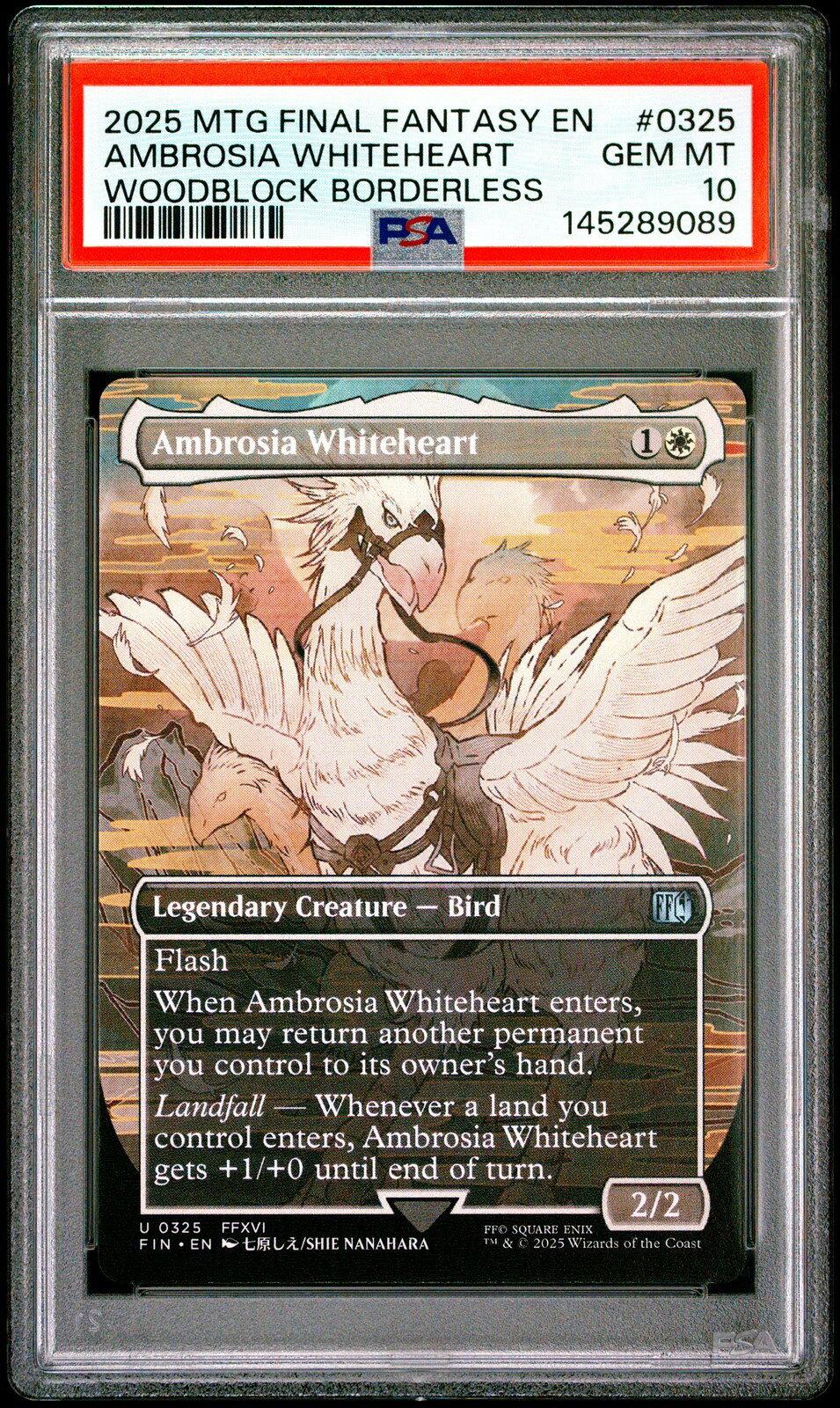 MTG英語版 2025 FINAL FANTASY WOODBLOCK BORDERLESS AMBROSIA WHITEHEART ボーダーレス #0325 PSA10 鑑定済