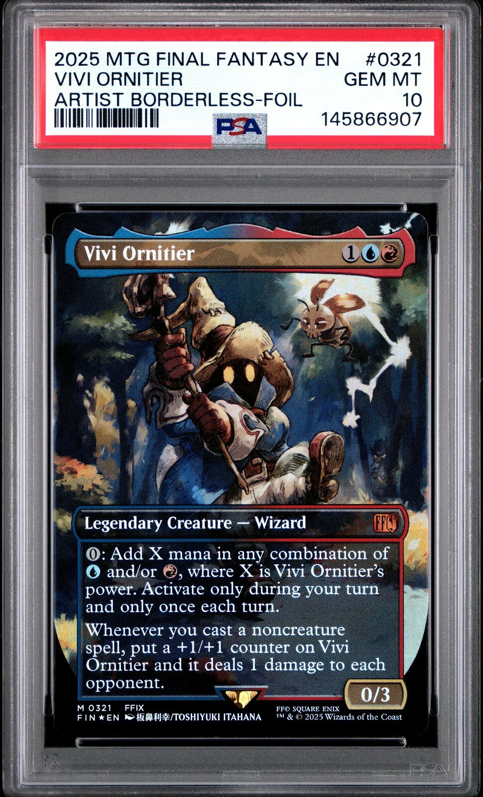 MTG英語版 2025 FINAL FANTASY ビビ・オルニティア VIVI ORNITIER BORDERLESS-FOIL #0321 PSA10 鑑定済