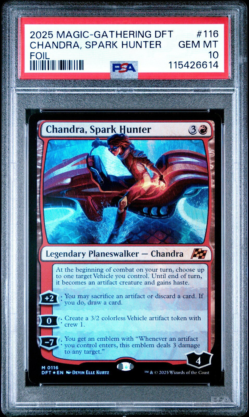 MTG英語版 2025 AETHERDRIFT CHANDRA, SPARK HUNTER FOIL #116 PSA 10 鑑定済