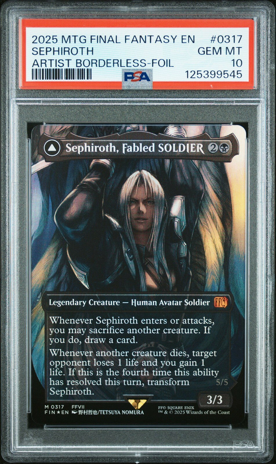 MTG英語版 FINAL FANTASY SEPHIROTH, FABLED SOLDIER/SEPHIROTH, ONE-WINGED ANGEL PSA 10 鑑定済