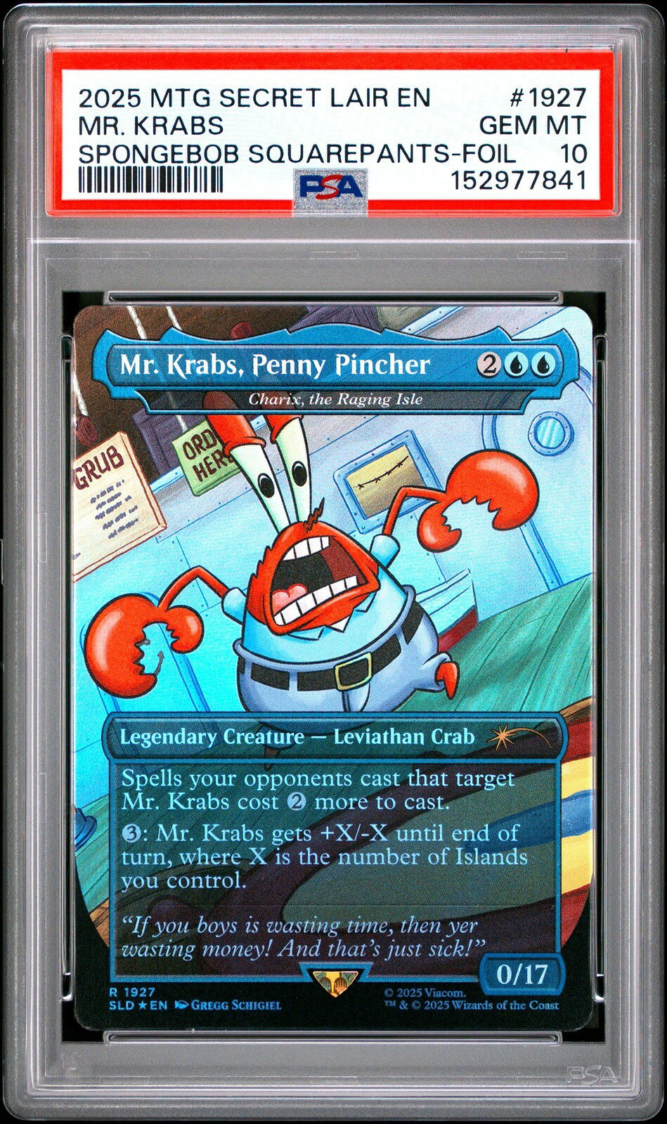 MTG英語版 2025 Secret Lair Drop Mr. Krabs, Penny Pincher #1927 PSA 10 鑑定済