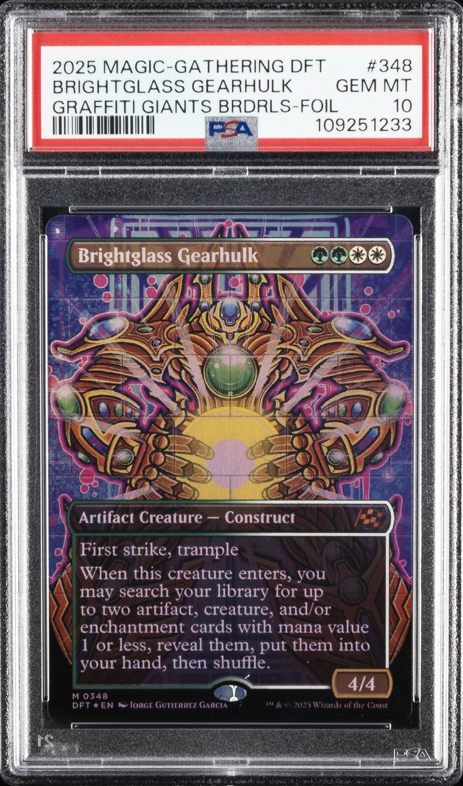 MTG英語版 2025 AETHERDRIFT GRAFFITI GIANTS BRIGHTGLASS GEARHULK BORDERLESS-FOIL PSA 10鑑定済