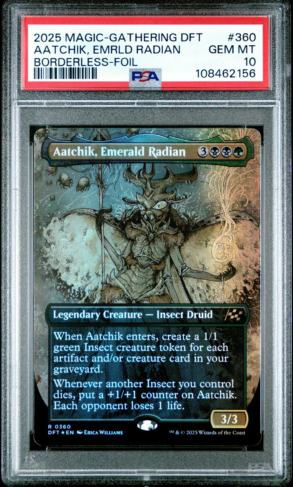 MTG英語版 2025 AETHERDRIFT AATCHIK, EMERALD RADIAN BORDERLESS-FOIL #360 PSA 10 鑑定済