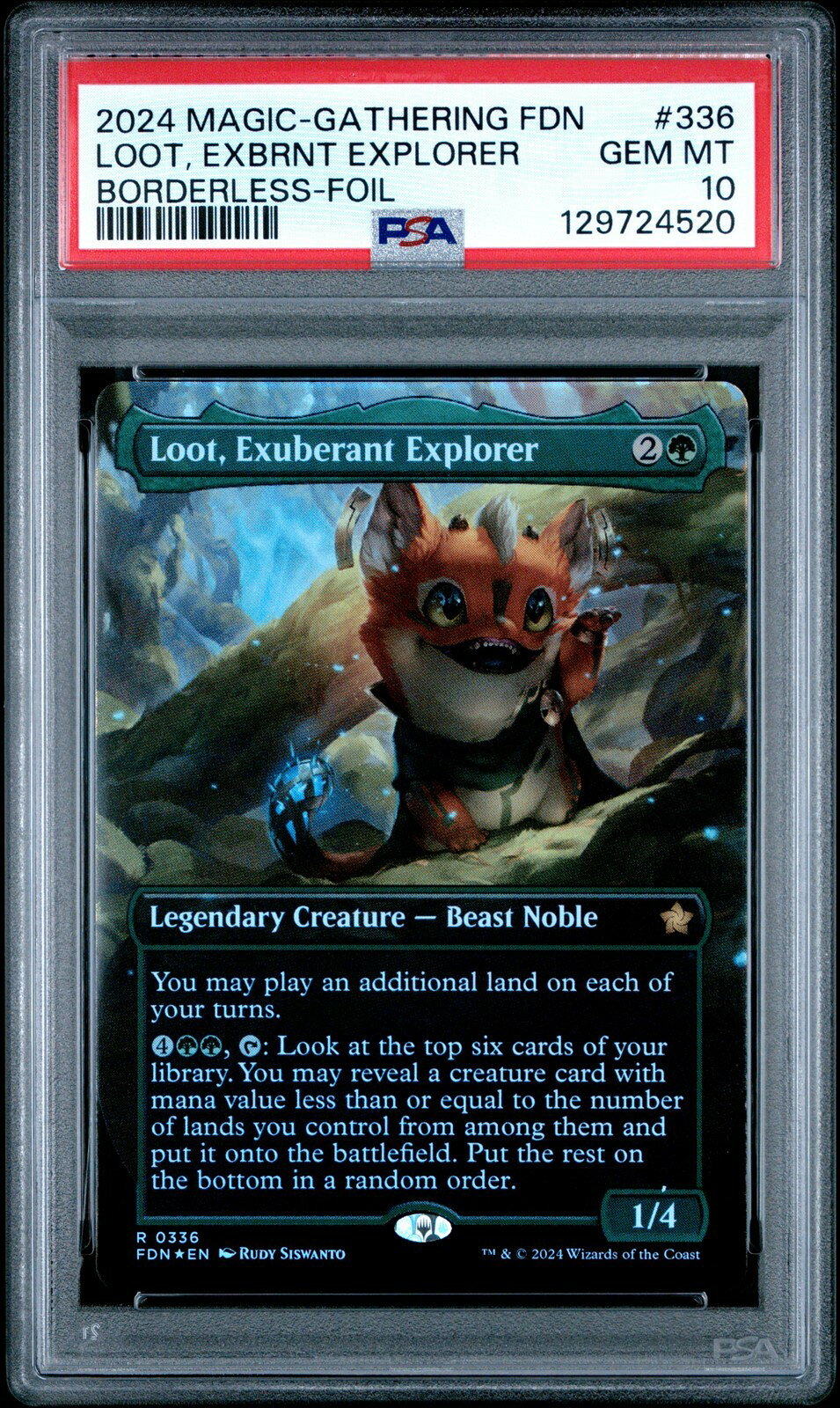 MTG英語版 2024 MTG FOUNDATIONS LOOT, EXUBERANT EXPLORER BORDERLESS-FOIL #336 PSA 10 鑑定済