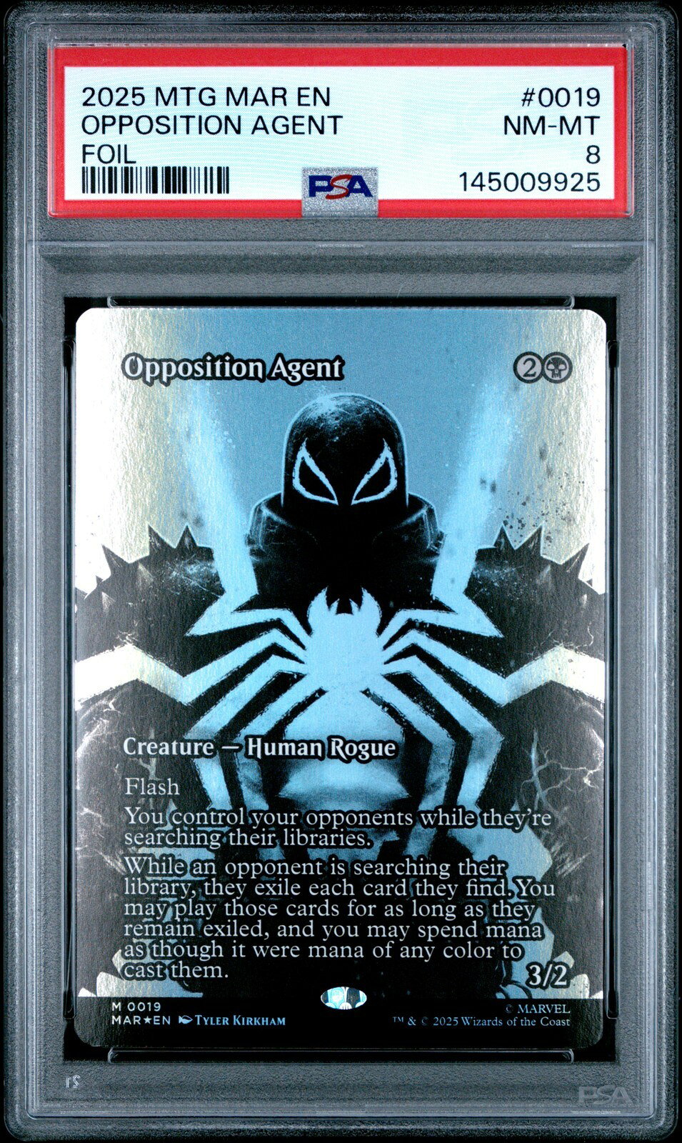 MTG英語版 2025 MARVEL'S SPIDER-MAN: SOURCE MATERIAL OPPOSITION AGENT FOIL #0019 PSA 8 鑑定済
