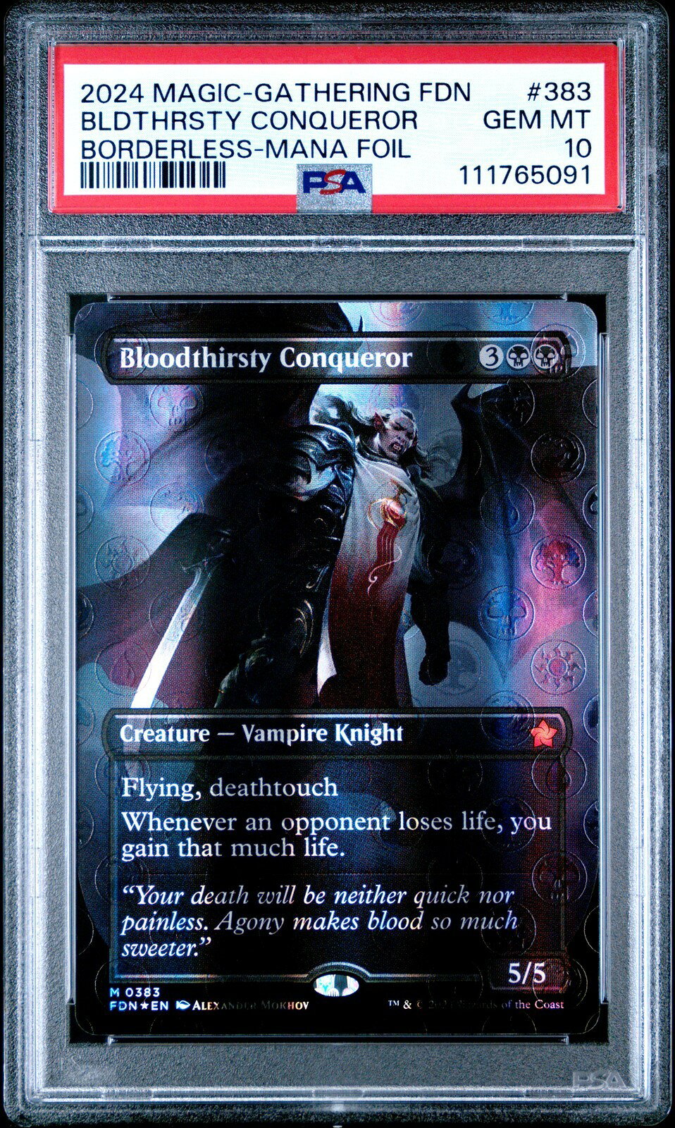 MTG英語版 2024 Foundations Bloodthirsty Conqueror Borderless-Mana Foil #383 PSA 10 鑑定済
