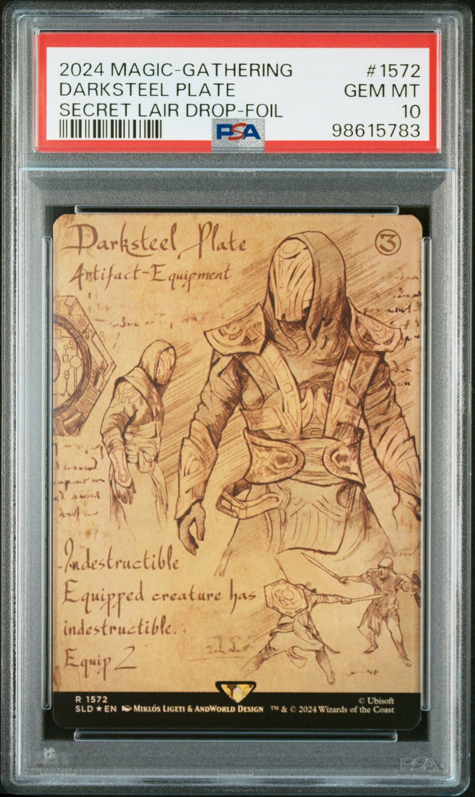 MTG英語版 2024 Secret Lair Drop Darksteel Plate ダークスチール・プレート Foil #1572 PSA 10 鑑定済