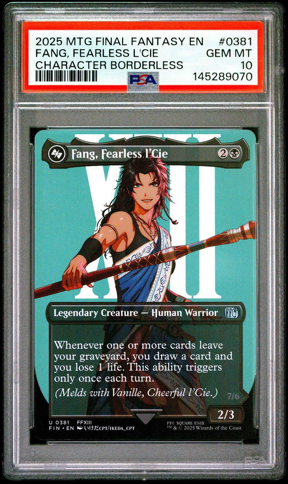 MTG英語版 2025 MTG FINAL FANTASY FANG, FEARLESS L'CIE Borderless #0381 PSA 10 鑑定済【中古】