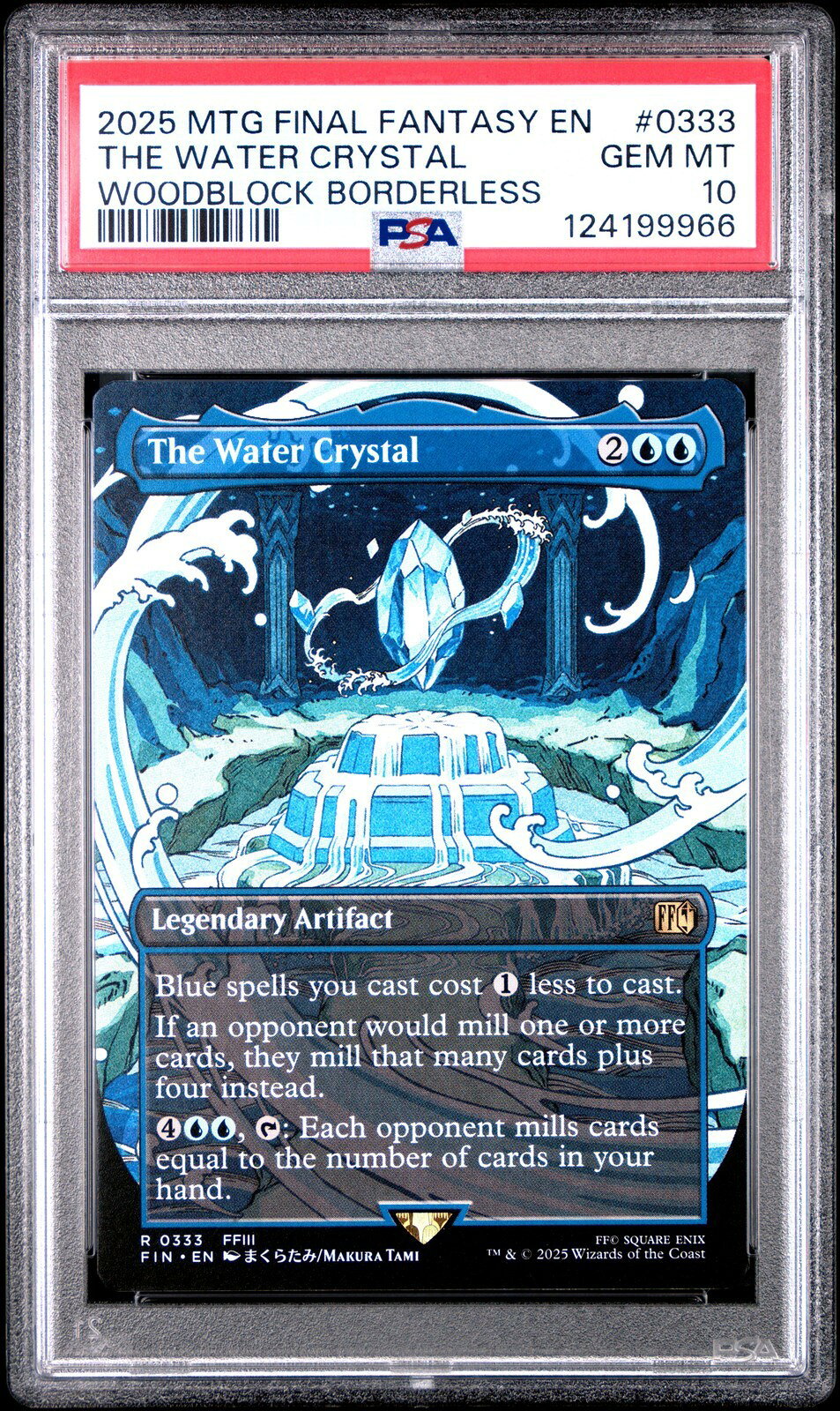 MTG英語版 2025 FINAL FANTASY THE WATER CRYSTAL WOODBLOCK BORDERLESS #0333 PSA 10 鑑定済