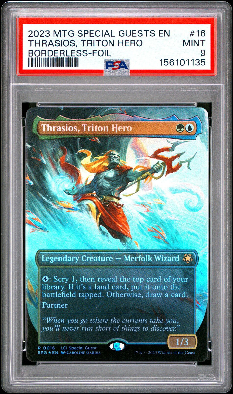 MTG英語版 2023 The Lost Caverns of Ixalan Special Guests Thrasios, Triton Hero PSA 9 鑑定済
