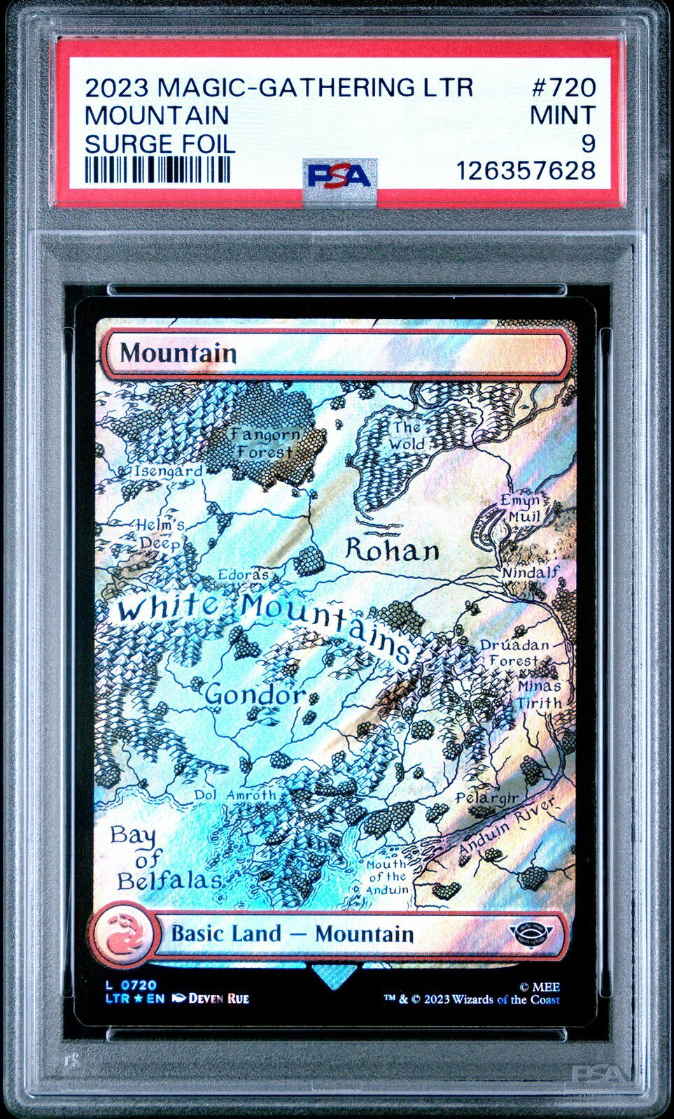 MTG英語版 2023 THE LORD OF THE RINGS: TALES OF MIDDLE-EARTH MOUNTAIN SURGE FOIL PSA 9 鑑定済