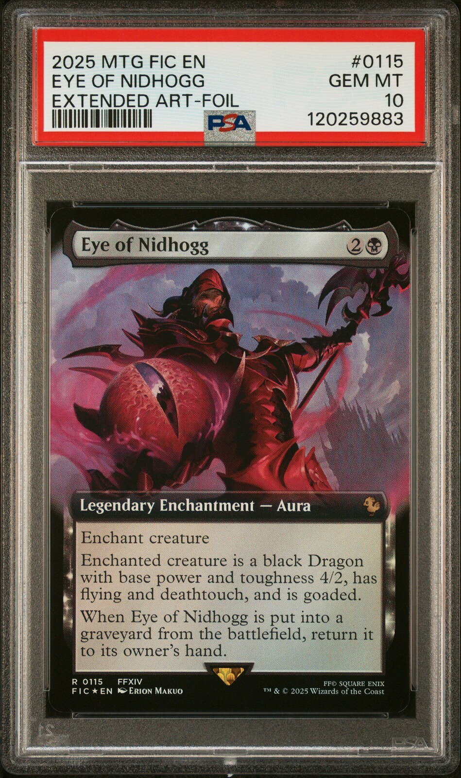 MTG英語版 2025 FINAL FANTASY COMMANDER EYE OF NIDHOGG EXTENDED ART-FOIL #0115 PSA 10 鑑定済