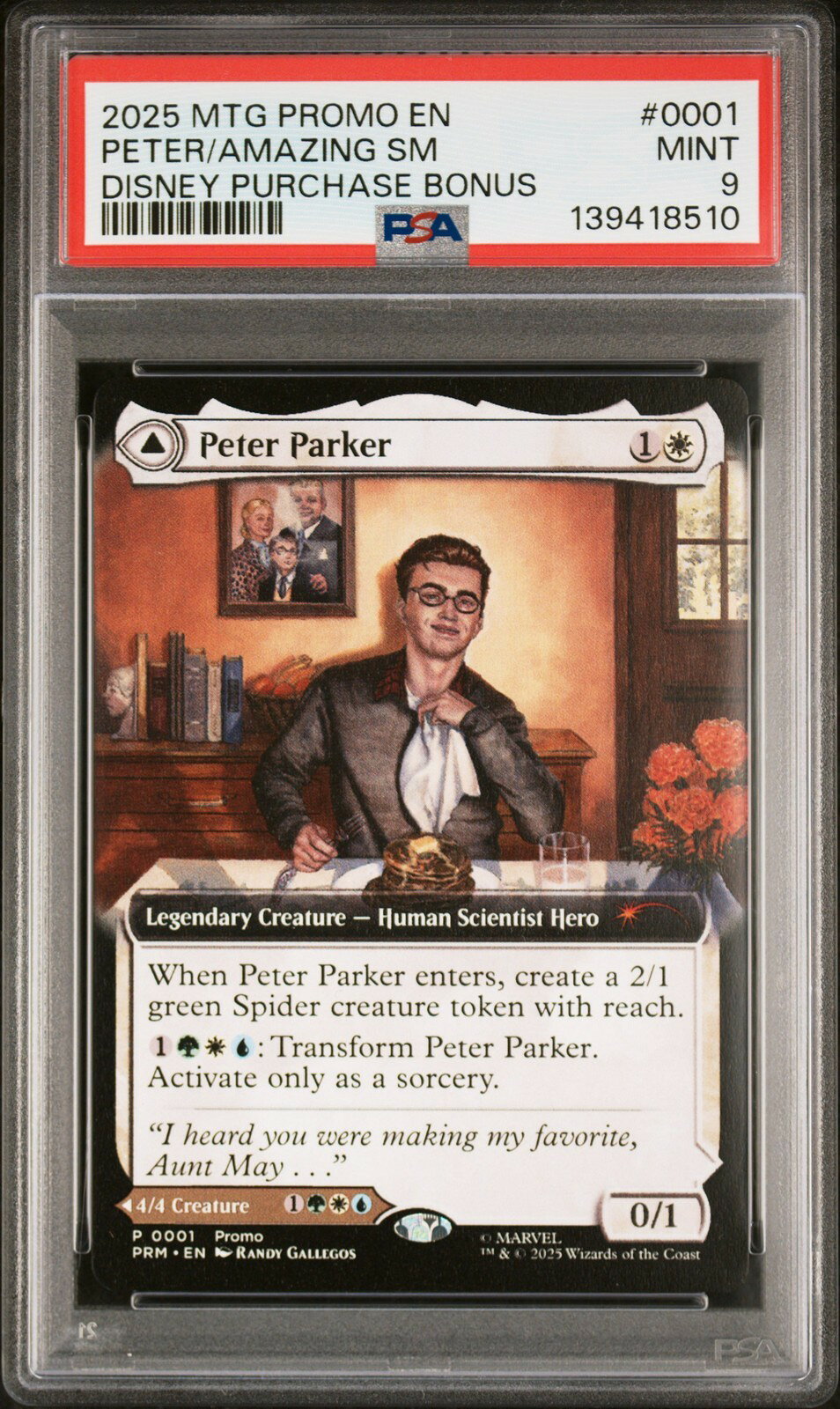 MTG英語版 2025 PROMOS DISNEY PURCHASE BONUS AMAZING SPIDER-MAN/PETER PARKER プロモ PSA 9 鑑定済