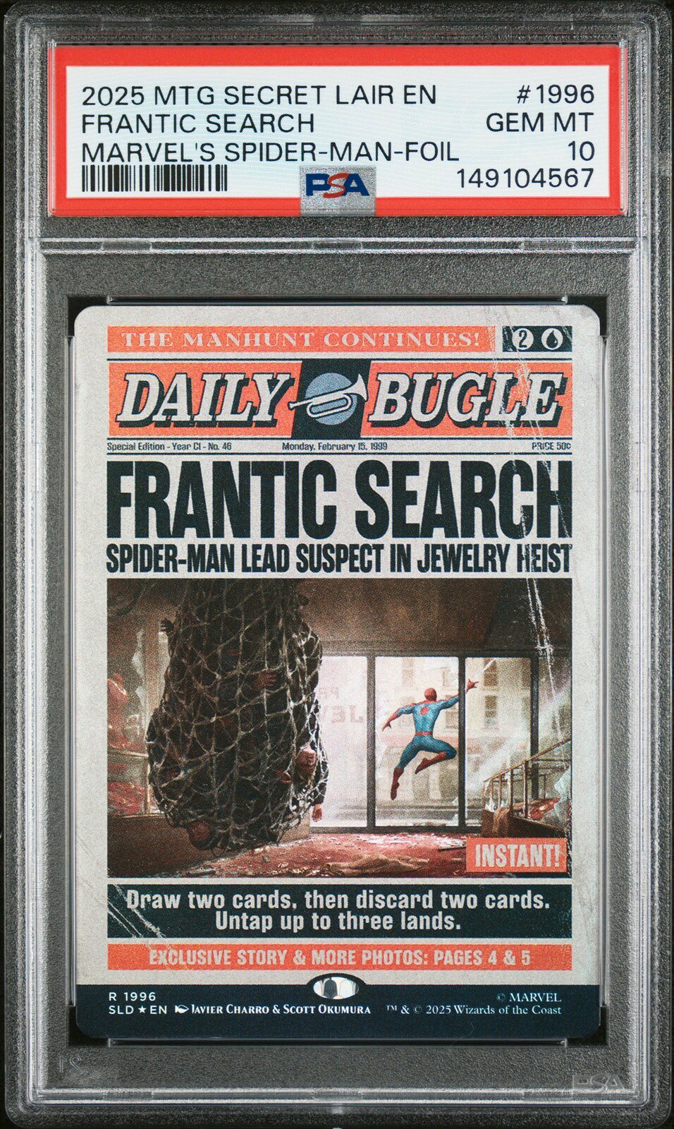 MTG英語版 2025 Secret Lair Drop Frantic Search フランティック・サーチ #1996 PSA 10 鑑定済