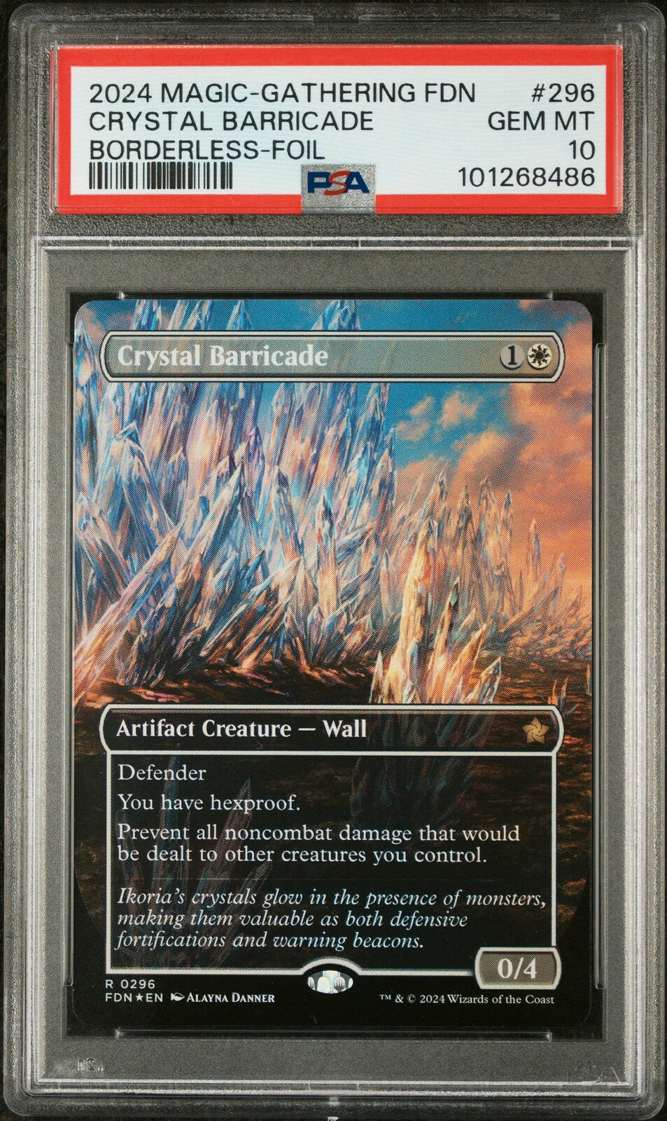 MTG英語版 2024 Foundations Crystal Barricade Borderless-Foil #296 PSA 10 鑑定済