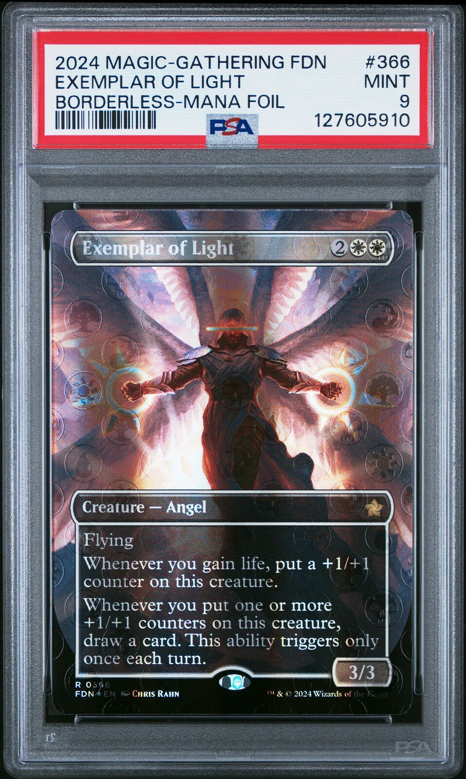 MTG英語版 2024 MTG Foundations Exemplar of Light Borderless-Mana Foil #366 PSA 9 鑑定済