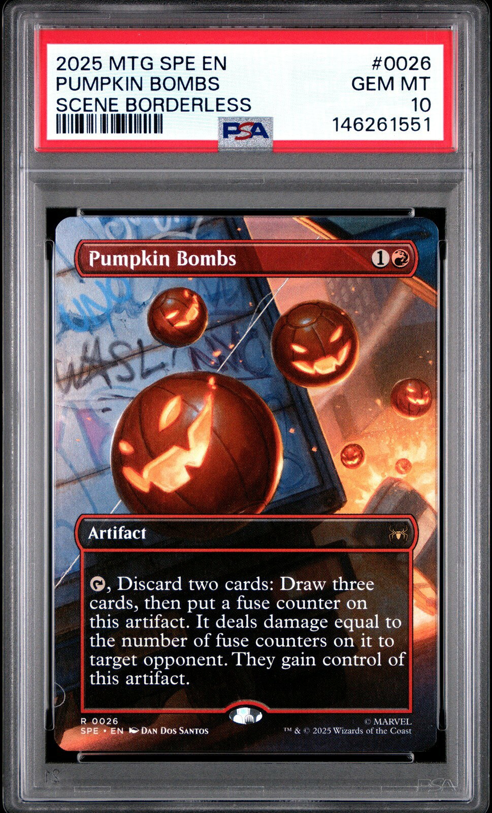MTG英語版 2025 MTG MARVEL'S SPIDER-MAN PUMPKIN BOMBS BORDERLESS #0026 PSA 10 鑑定済