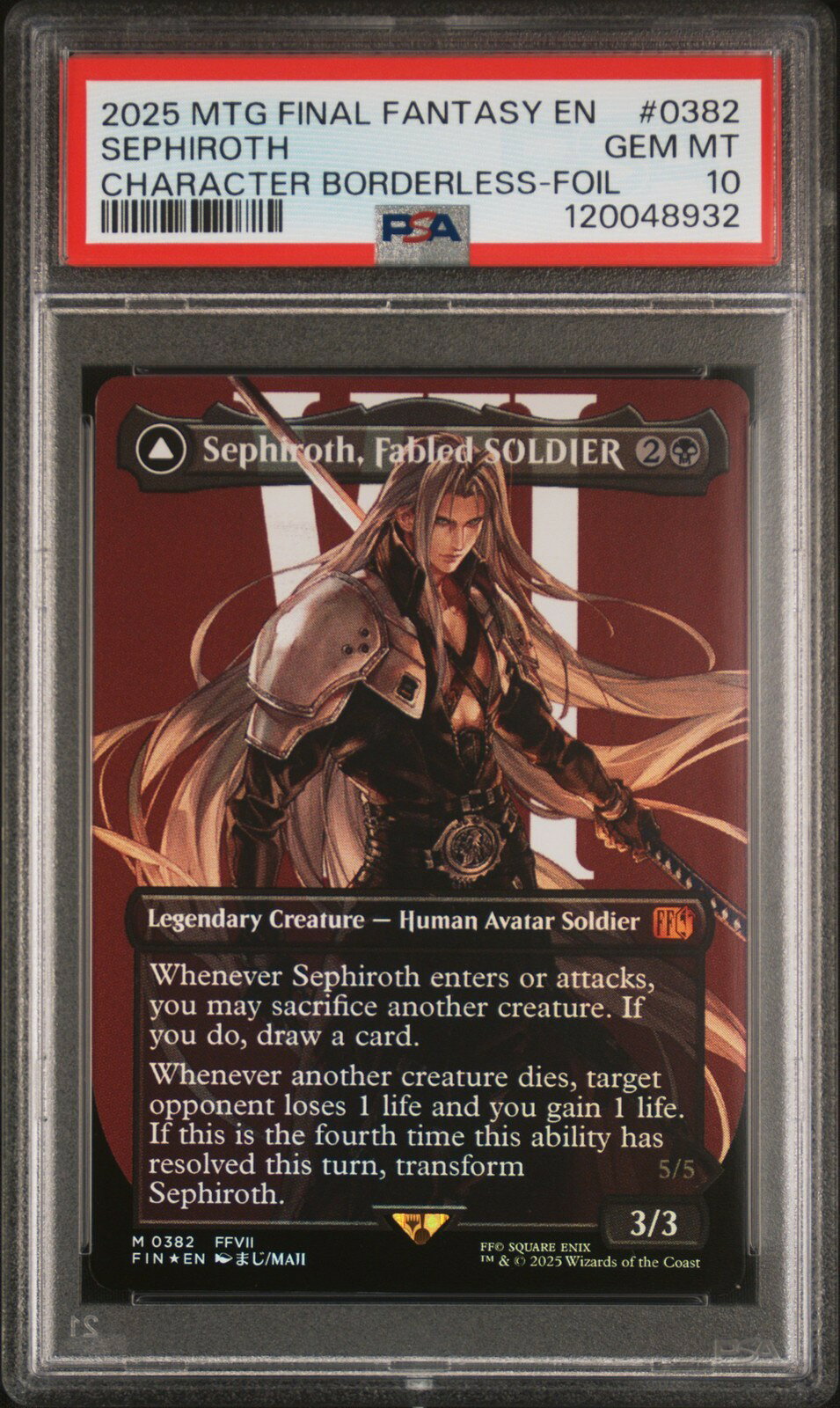 MTG英語版 ファイナルファンタジー Sephiroth, Fabled Soldier / Sephiroth, One-Winged Angel PSA 10 鑑定済