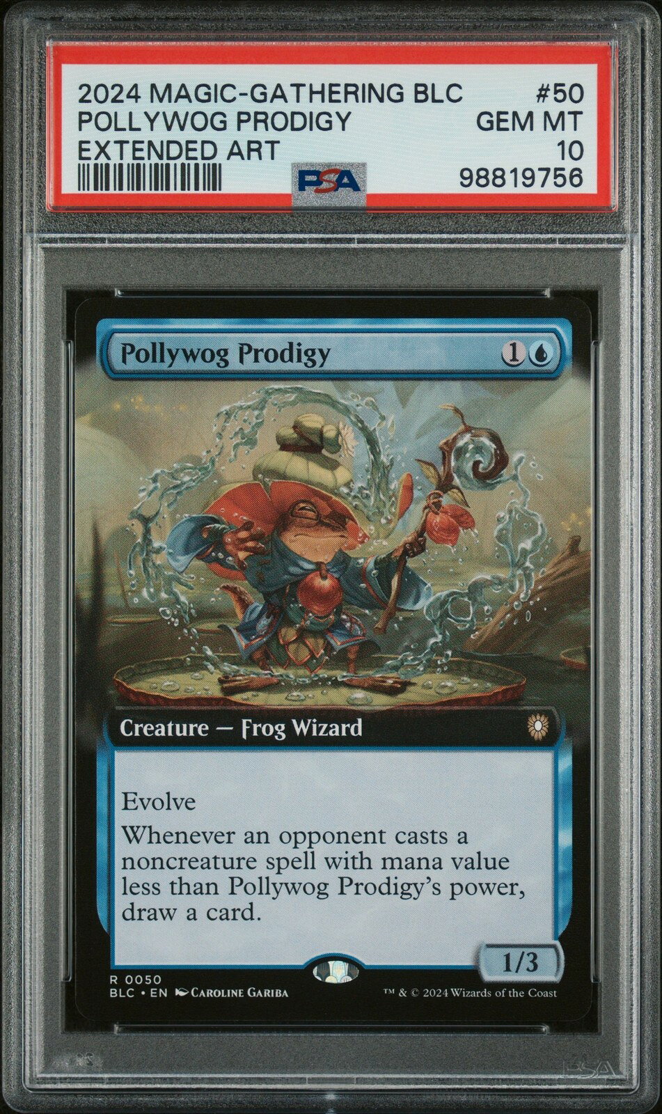 MTG英語版 2024 MTG BLOOMBURROW COMMANDER POLLYWOG PRODIGY EXTENDED ART #50 PSA 10 鑑定済【中古】