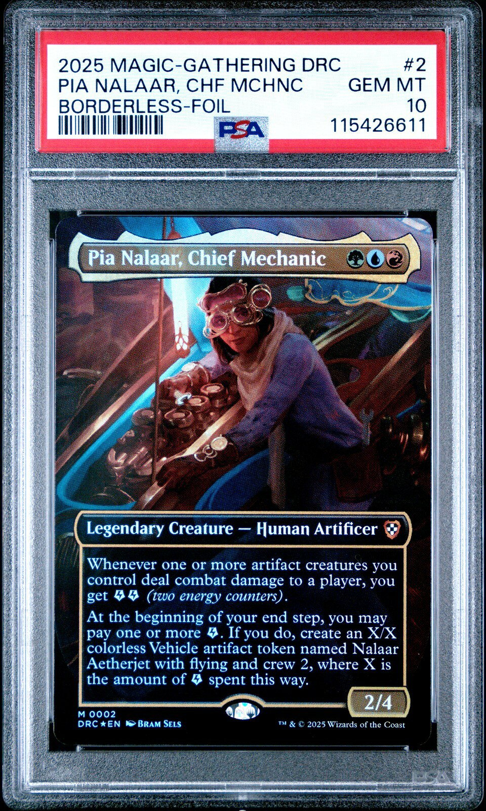 MTG英語版 2025 AETHERDRIFT COMMANDER PIA NALAAR, CHIEF MECHANIC BORDERLESS-FOIL PSA 10 鑑定済