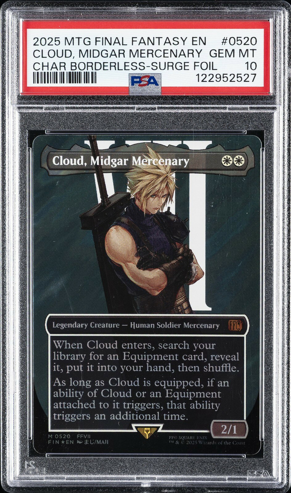 MTG英語版 2025 FINAL FANTASY CLOUD, MIDGAR MERCENARY クラウド #0520 PSA 10 鑑定済