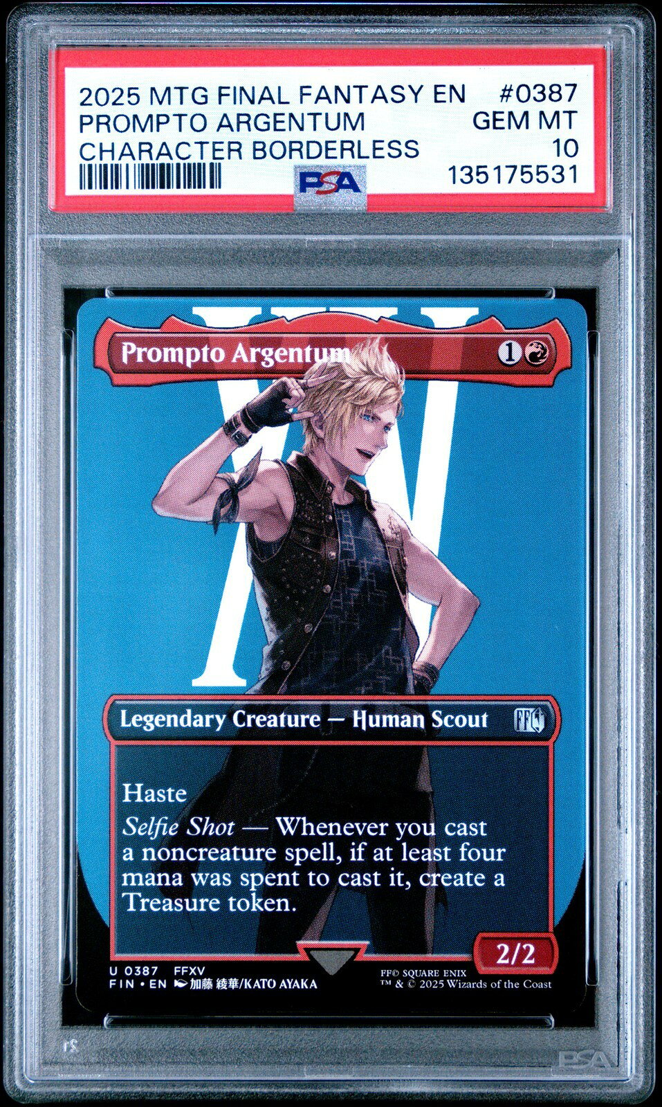 MTG英語版 2025 FINAL FANTASY CHARACTER BORDERLESS PROMPTO ARGENTUM ボーダーレス #0387 PSA 10 鑑定済
