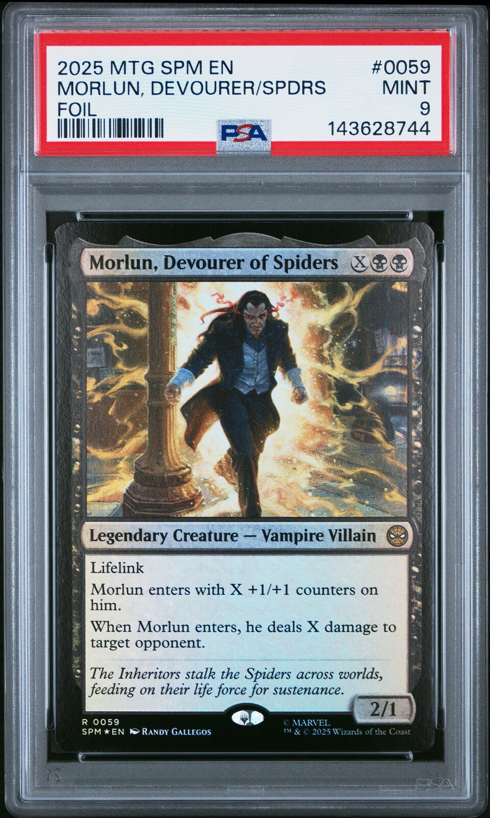 MTG英語版 2025 MARVEL'S SPIDER-MAN MORLUN, DEVOURER OF SPIDERS FOIL #0059 PSA 9 鑑定済
