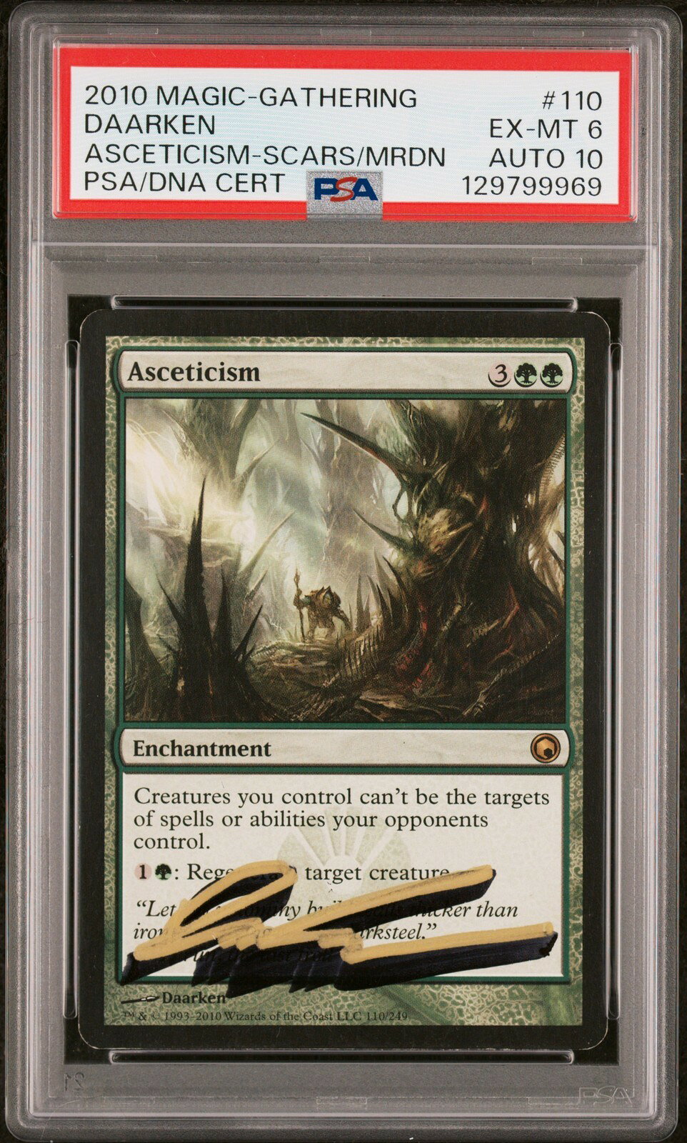 MTG英語版 2010 SCARS OF MIRRODIN ASCETICISM #110 PSA 6 AUTO 10 鑑定済