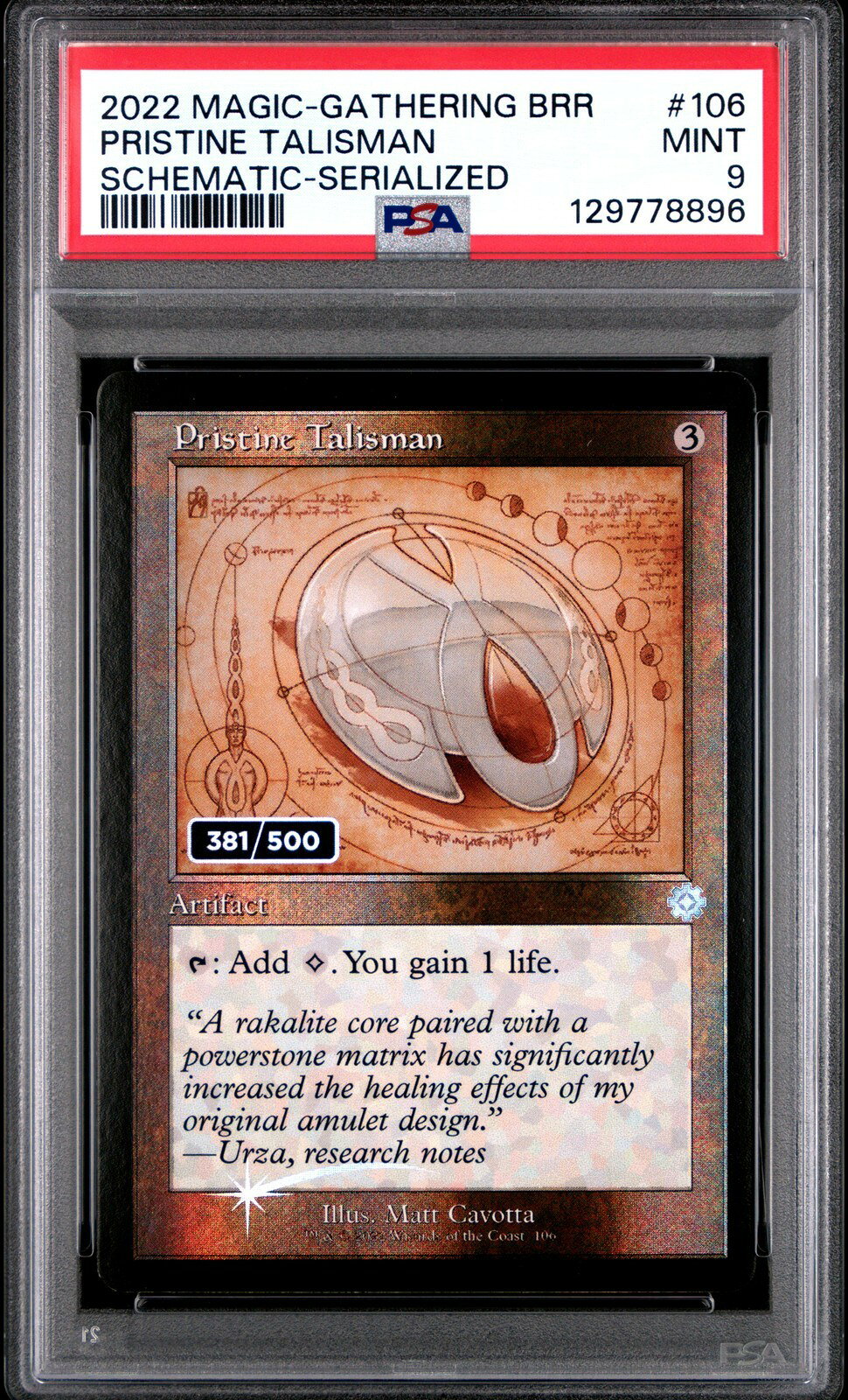 MTG英語版 2022 The Brothers' War Retro Artifacts Pristine Talisman #106 381/500 PSA 9 鑑定済