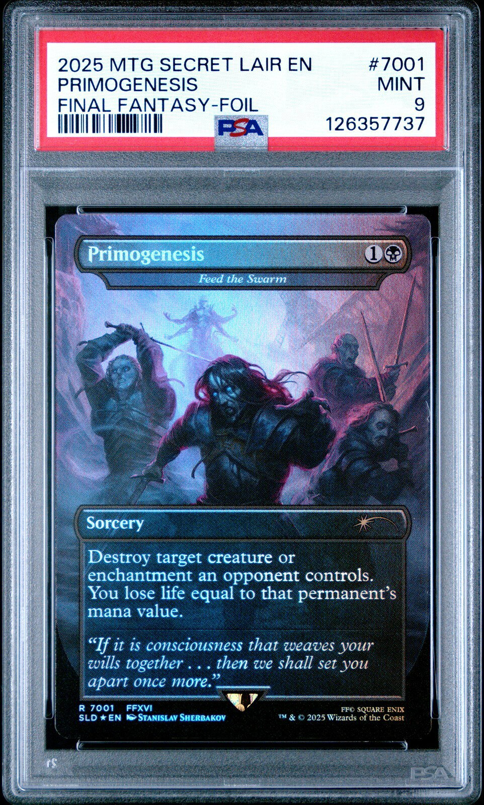MTG英語版 2025 SECRET LAIR DROP FINAL FANTASY PRIMOGENESIS FOIL #7001 PSA 9 鑑定済
