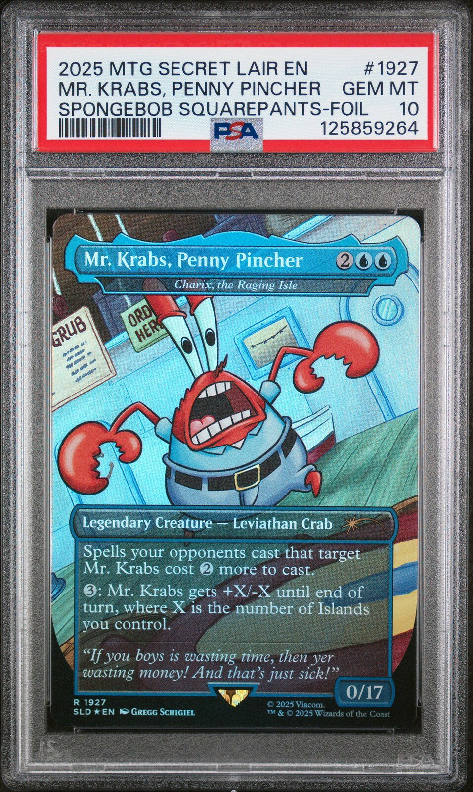 MTG英語版 2025 Secret Lair Drop Mr. Krabs, Penny Pincher #1927 PSA 10 鑑定済