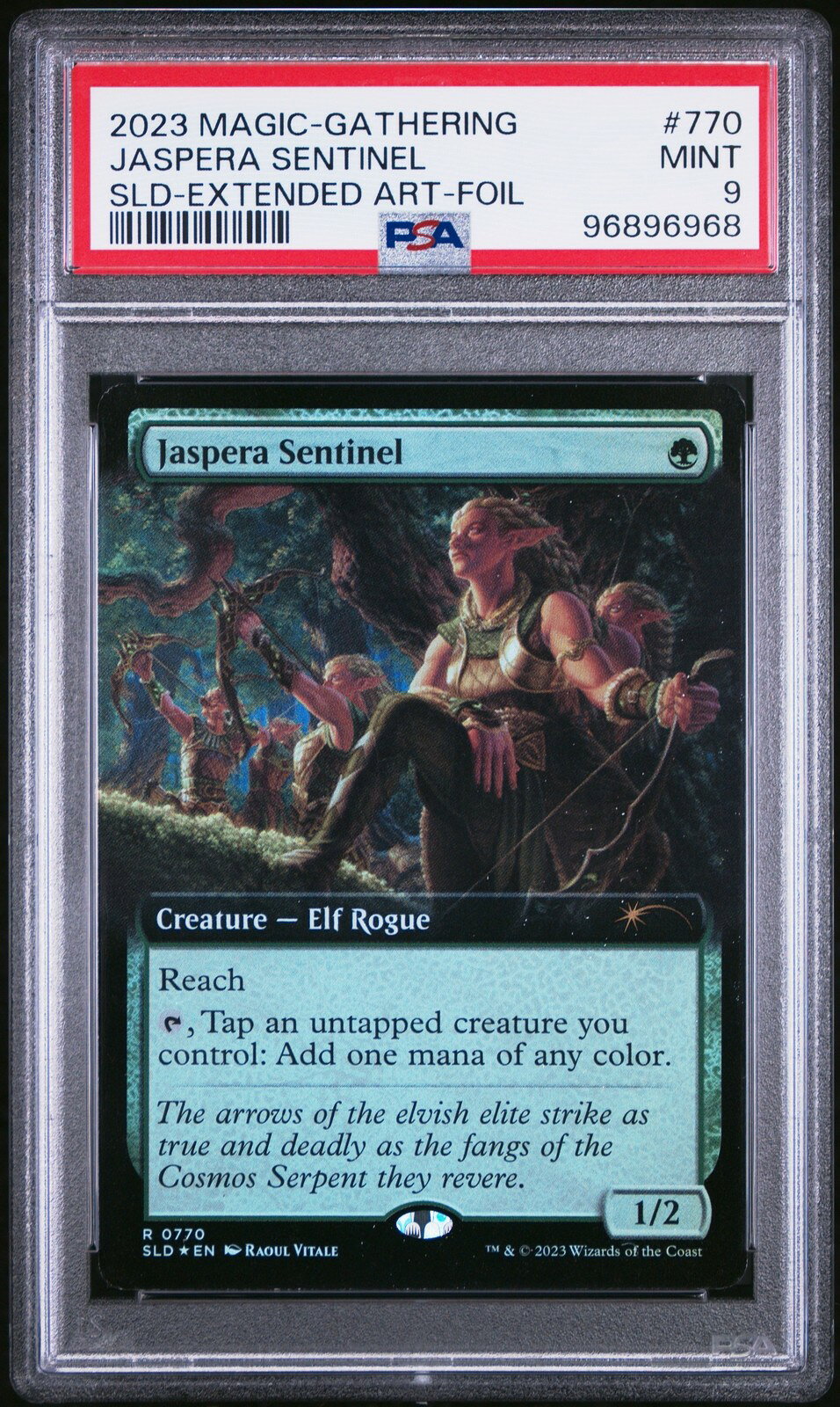 MTG英語版 2023 Secret Lair Drop Jaspera Sentinel (ジャスペラの歩哨) Extended Art-Foil #770 PSA 9 鑑定済