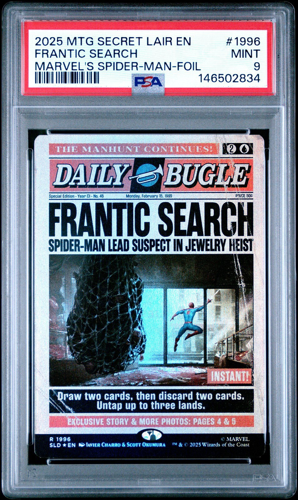 MTG英語版 2025 SECRET LAIR DROP FRANTIC SEARCH プロモ #1996 PSA 9 鑑定済