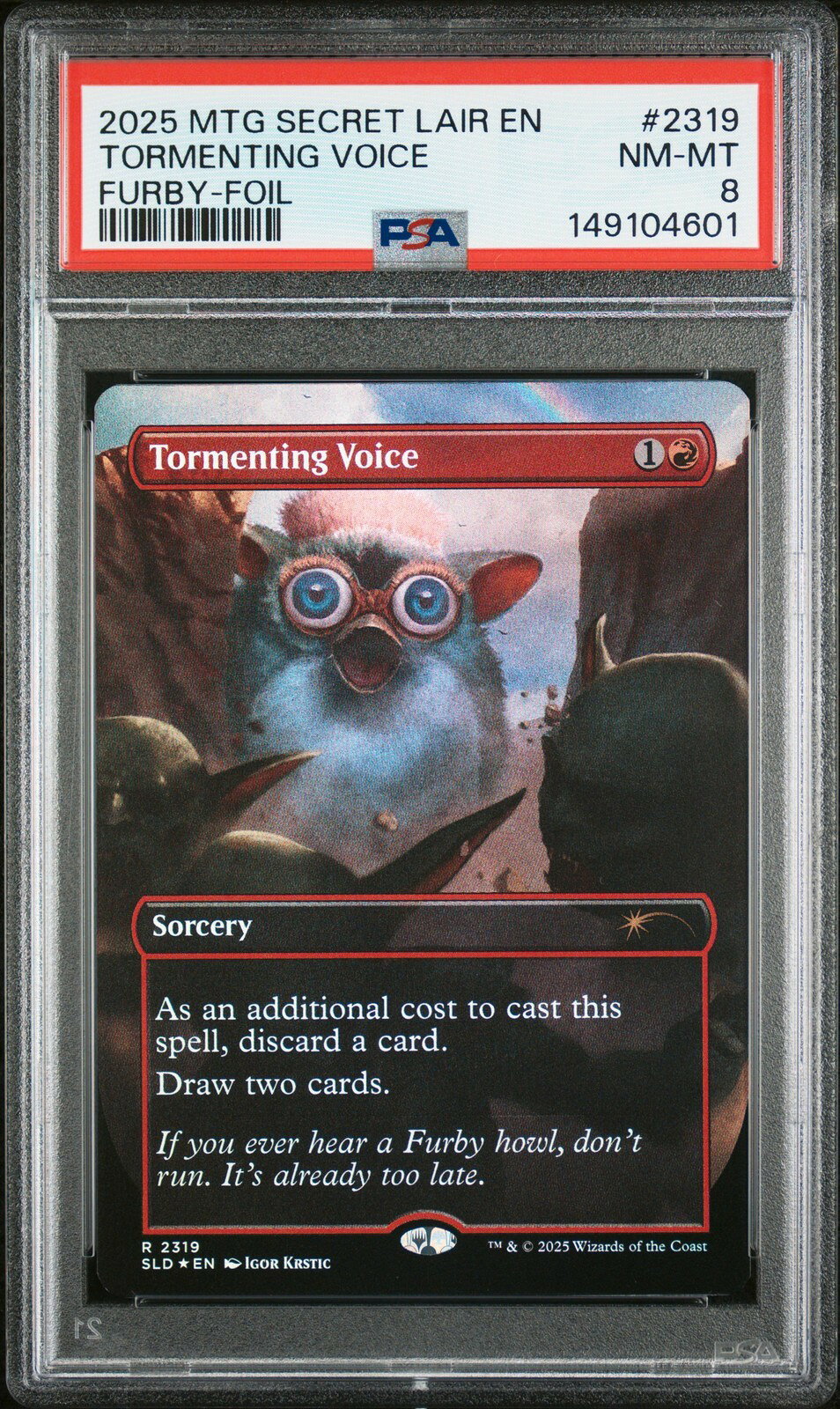 MTG英語版 2025 SECRET LAIR DROP FURBY THE GATHERING TORMENTING VOICE FOIL #2319 PSA 8 鑑定済