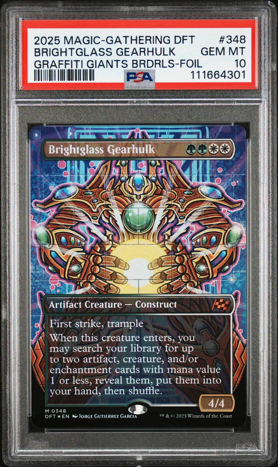 MTG英語版 2025 Aetherdrift Graffiti Giants Brightglass Gearhulk Borderless-Foil PSA 10 鑑定済