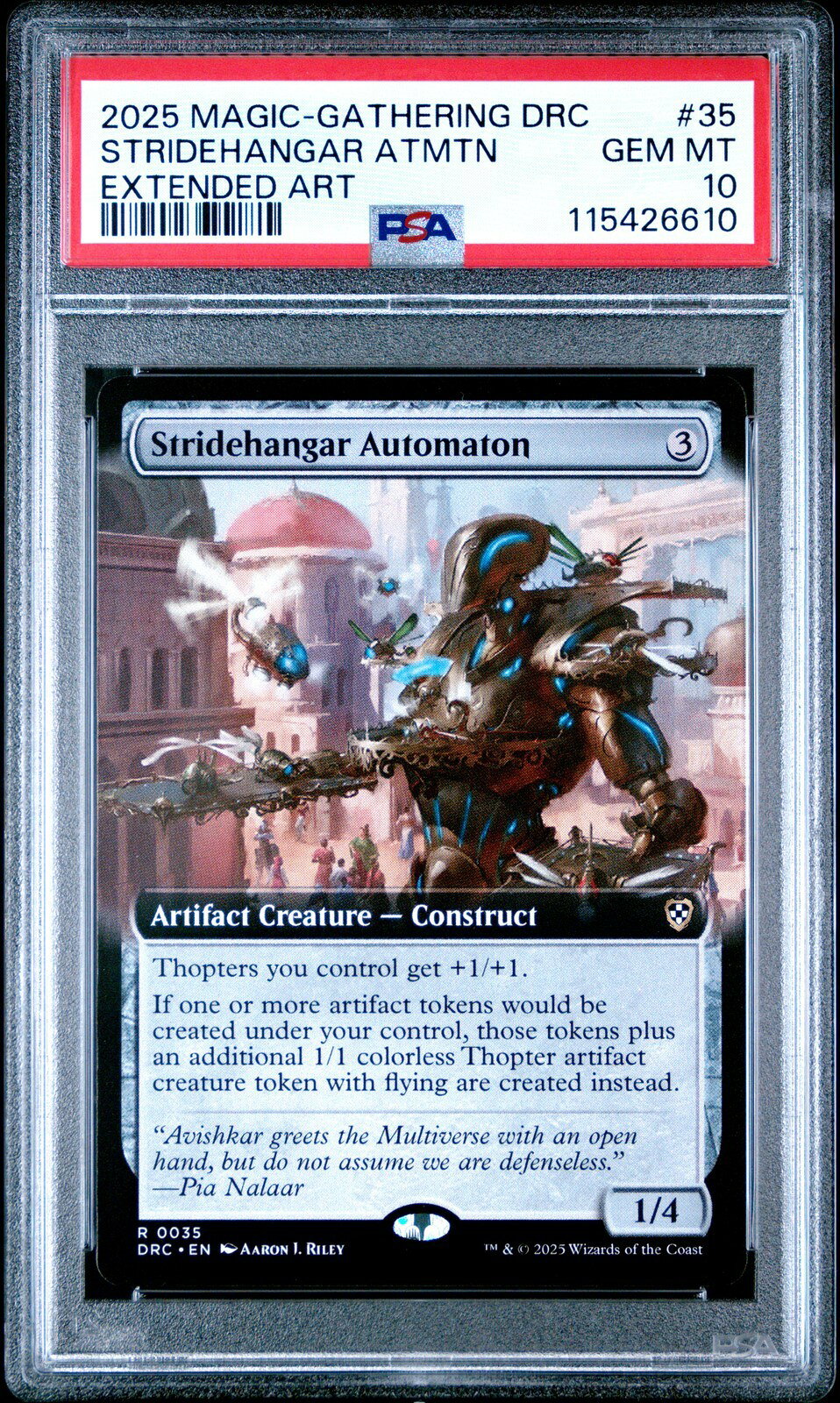 MTG英語版 2025 Aetherdrift Commander Stridehangar Automaton Extended Art #35 PSA 10 鑑定済