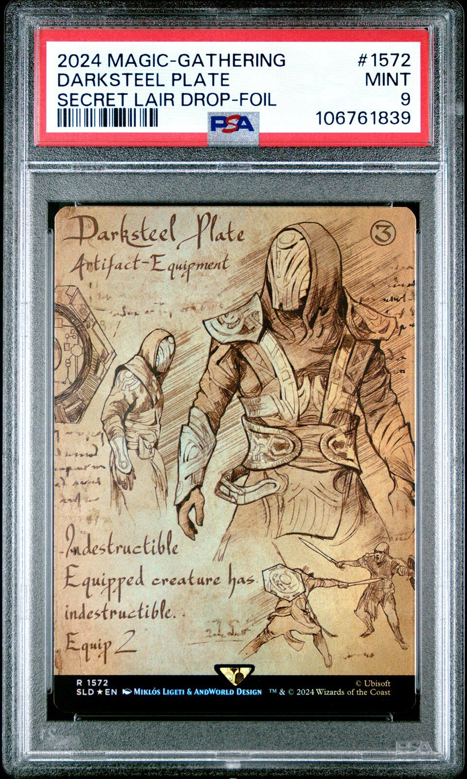MTG英語版 2024 SECRET LAIR DROP DARKSTEEL PLATE FOIL #1572 PSA 9 鑑定済