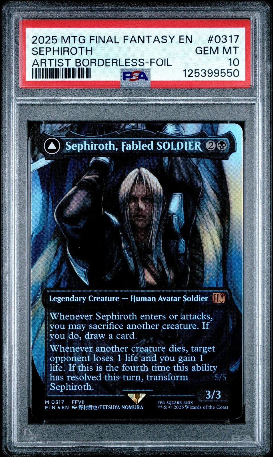 MTG英語版 2025 SEPHIROTH, FABLED SOLDIER/SEPHIROTH, ONE-WINGED ANGEL #0317 PSA 10 鑑定済