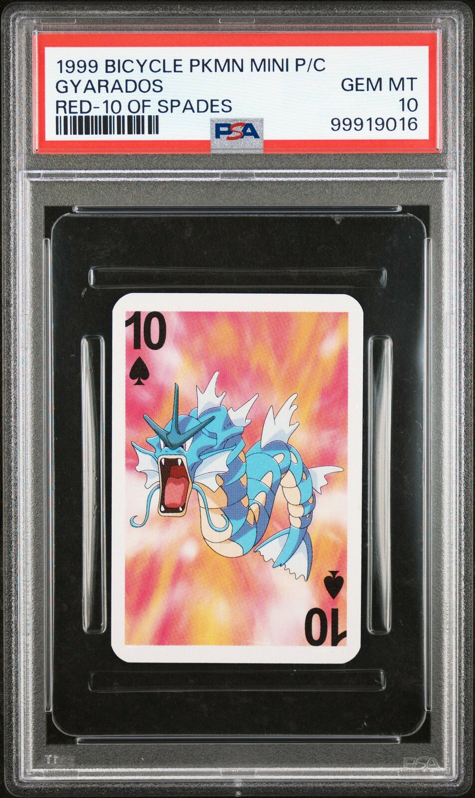 MTG英語版 1999 Bicycle Pokemon Mini Playing Cards Red Deck Gyarados 10 of Spades PSA 10 鑑定済【中古】