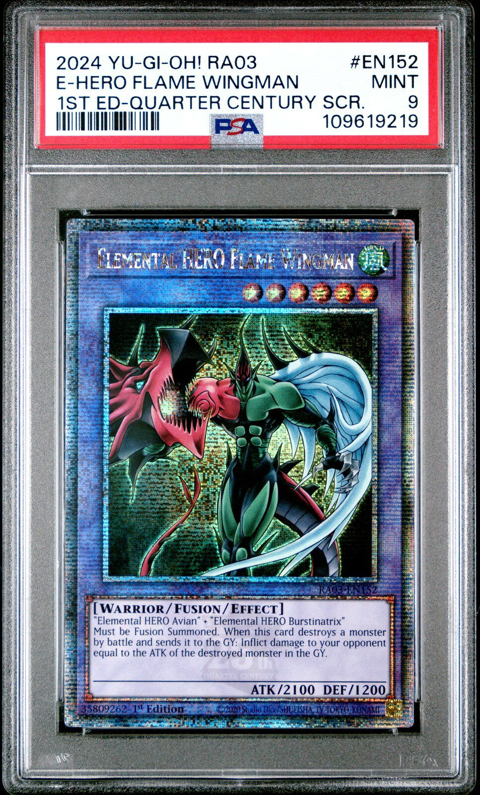 遊戯王英語版 2024 Quarter Century Bonanza Elemental HERO Flame Wingman RA03 PSA 9 鑑定済